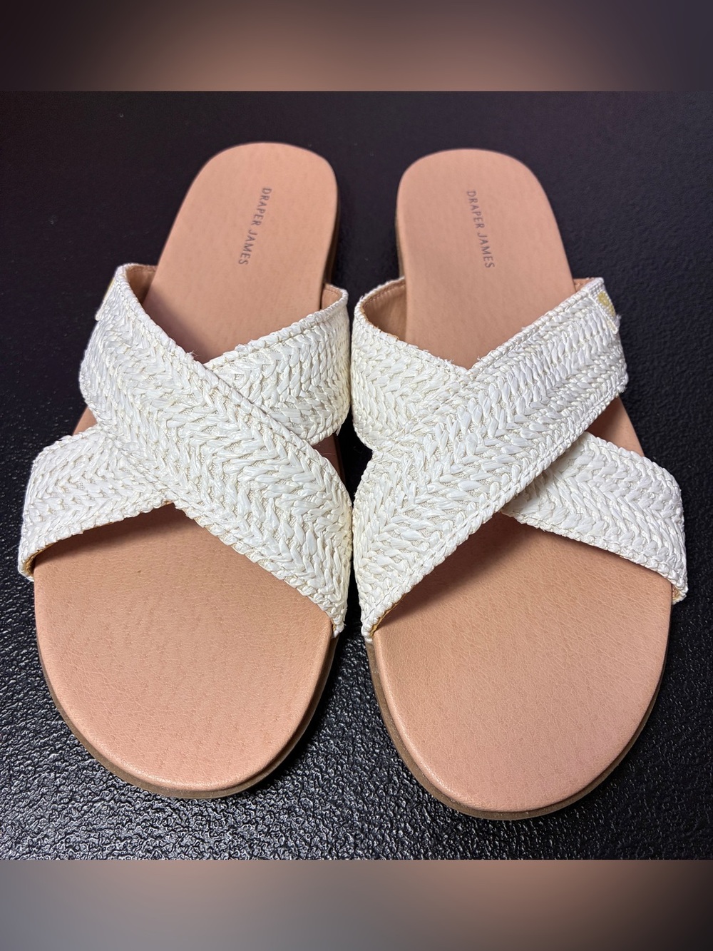 Draper James Cream Braided Crossband Slide Sandals